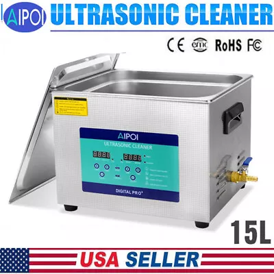 AIPOI 15L Industry Ultrasonic Cleaner Cleaning Equipment With Timer Heater • $234.87