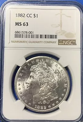 1882 - CC Morgan Silver Dollar NGC MS-63 Sharp Strike • $395