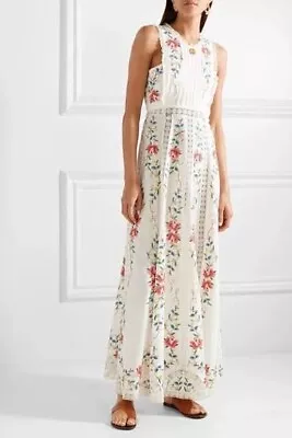 Zimmermann Laelia Cross Stitch Maxi Dress  White Floral Day Tea Picnic Size 0 • $649