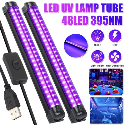 10W 48LED UV Black Light Strip Ultraviolet Tube Bar Disco Party Fluorescent Lamp • £14.09