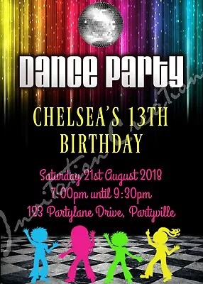 DIY Print Custom BOYS GIRLS DISCO DANCE BIRTHDAY Party Invitations • £6.20