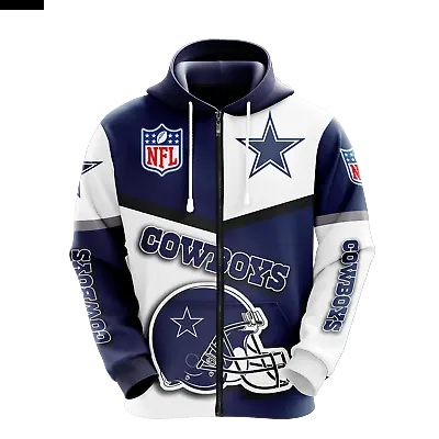 Dallas Cowboys Men's Zip Up Hoodie Sports Sweatshirts Casual Hooded  Jacket Coat • $36.09
