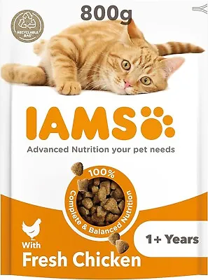 IAMS Complete Dry Cat Food For Adult 1+ Cats With Chicken 800 G-uk • £6.45