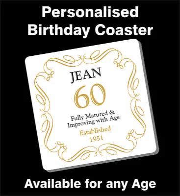 £2.99 • Buy PERSONALISED 60 / 60th BIRTHDAY ANY AGE YEAR  COASTER - GIFT PRESENT