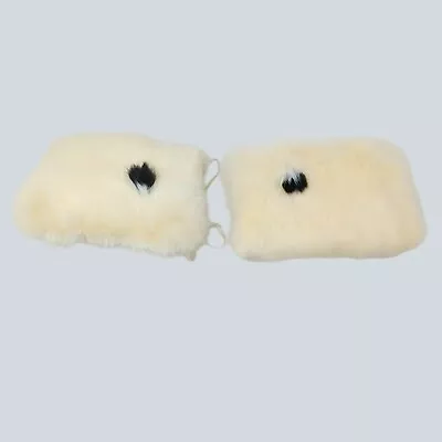 Vintage Faux Fur Muff Pair Ivory Satin Hand Warmers • $44.64