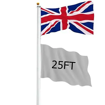 £45.95 • Buy 7.5M/25FT Sectional Flag Pole Kit Aluminum Telescopic Flagpole Yard & Commercial