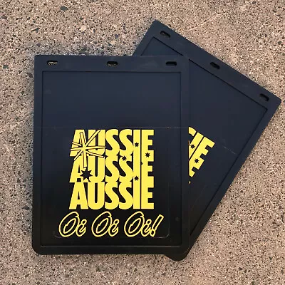 2 X Mudflap Black 11x14 280x355 4x4 4WD UTE Trailer Mud Flap CAT YELLOW PRINT • $49.50