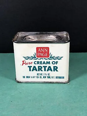 Vintage Ann Page | Pure Cream Of Tartar | 1-3/4 Oz | Early Spice Tin | Empty • $7.99