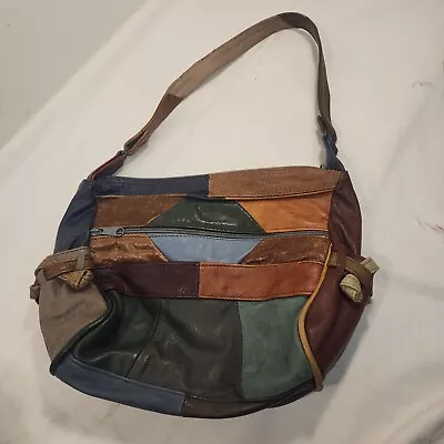 Vintage - Handbag - Genuine Mexican Leather - Patchwork - Multicolor - Soft • $34.95