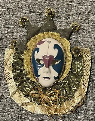 VTG Venetian Anco Ceramic Mask Art Decor Wall Hanging Carnival Jester Joker 1992 • $7.99