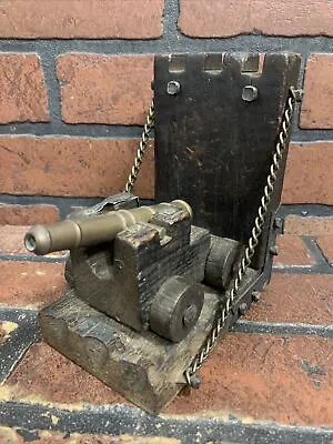 Vintage Cannon Single Bookend Brass & Carved Wood Blacksmith Nail Construct • $19.99