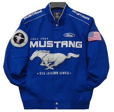 Authentic Mustang Racing Embroidered Cotton Jacket JH Design Royal Blue New • $159.99