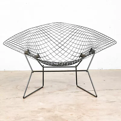 Mid Century Modern Lounge Diamond Chair Harry Bertoia Knoll Black Large Mcm LG • $1104.13