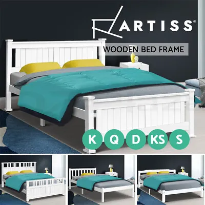 $155.50 • Buy Artiss Wooden Bed Frame Queen Double King Single Full Size Mattress Base Timber