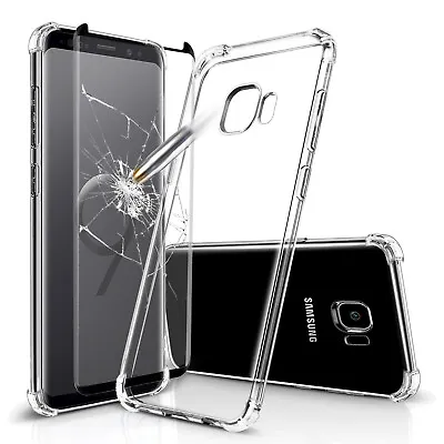 $10.44 • Buy For Samsung Galaxy S8 S9 S10 S10+ Soft Clear Case With Glass Screen Protector