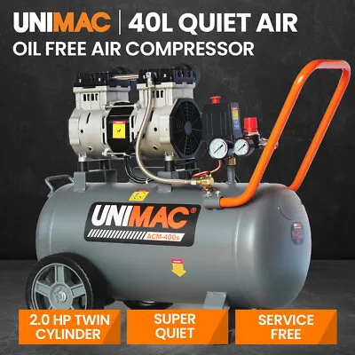 UNIMAC 40L Silent Air Compressor 2.0HP Oil-Free Quiet Electric Portable Airtool • $356