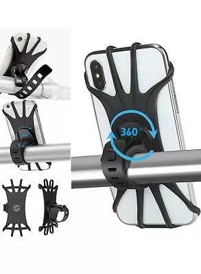 Cell Phone Silicone Mount Holder GPS Motorcycle Bike  Bicycle 360 Rotation USA • $7.99