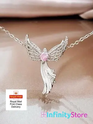 Angel Wings Pendant 925 Sterling Plated Necklace Silver Chain Womens Jewellery • $7.28