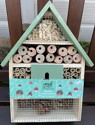 Wooden Insect Bee House Natural Wood Bug Hotel Shelter Garden Nest Box Nesting • £6