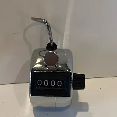 VINTAGE THUMB HAND TALLY COUNTER 4 Digits STAINLESS STEEL • $11