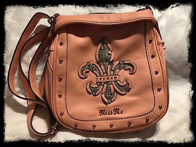 Miss Me Buckle Peach Crossbody Purse With Feur De Lis Embellished On The Front • $22