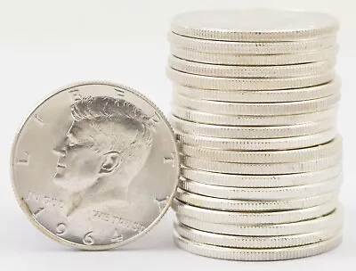 Bulk Lot 1964 BU Uncirculated 20 Coins 90% Silver Kennedy Half Dollars Roll  Unc • $251.70