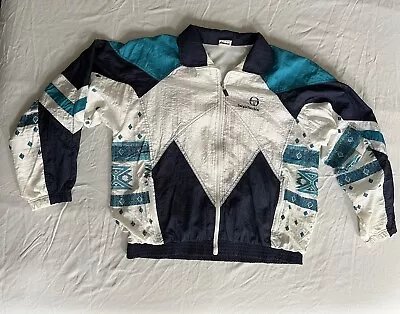 Vintage SERGIO TACCHINI Art Color Block Windbreaker Track Suit Jacket Size 46 • $59