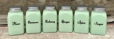 $72.25 • Buy Jadeite Set Of (6) Art Deco Green Milk Glass Vintage-Style Shakers