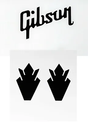 Gibson Guitar Headstock Logo & TWO Crowns Die-Cut Vinyl Decal Satin Black  • $21.90