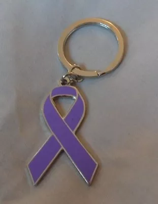 ***NEW*** Lupus Purple Awareness Ribbon Enamel Keyring. Cancer Charity Badge. • £3.99