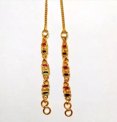 Indian Traditional 18K Gold Plated New Ear Chain Supported Heavy Earrings Jhumka • $17.36