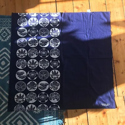 Furoshiki Japanese Fabric Cloth Wrap Indigo Blue Scarf Vintage • £15