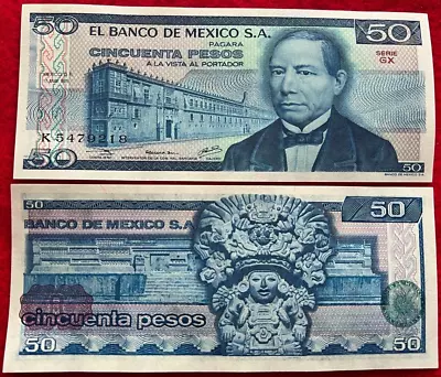 1979 Mexico Banknote 50 Pesos Benito Juarez Paper Money Mexican Bills BDM • $3.28