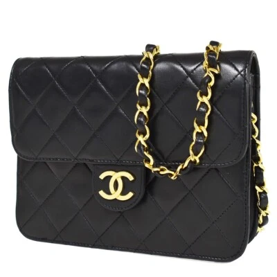 $1880 • Buy CHANEL CC Mini Matelasse Chain Shoulder Bag Leather Black GHW Vintage 608JH934