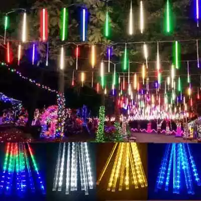 192 LED Meteor Shower Lights Fairy String Light Falling Rain Tree Garden Xmas US • $13.99