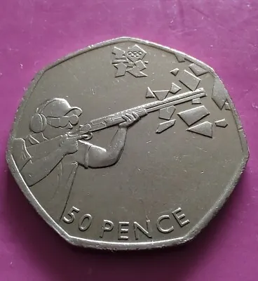 Olympics 2012 Shooting 50 Pence Coin 2o11 Very Lightly Circulated • £5