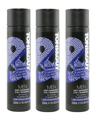 3x Toni & Guy Men  Anti-Dandruff 2in1 Shampoo 250ml With Mineral Extract • £12.89