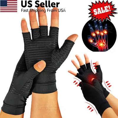 $7.62 • Buy Copper Compression Arthritis Gloves For Carpal Tunnel Computer Typing Joint Pain