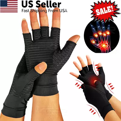 Copper Compression Arthritis Gloves For Carpal Tunnel Computer Typing Joint Pain • $7.19