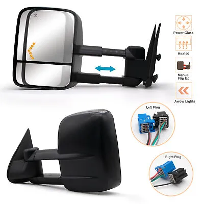 Pair Tow Mirrors Power Heated Signal For 2003-2006 Chevy Silverado 2500HD 3500HD • $99.32