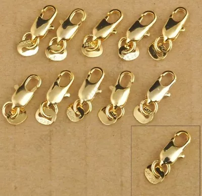 18k Tag Gold Plated Lobster Clasp Clasps Hooks Necklace Bracelet Connector K12 • £2.59