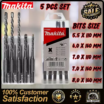 Makita SDS Plus Hammer Drill Bit Set 5 Piece 2 Cut 5.5-8mm • £13.19