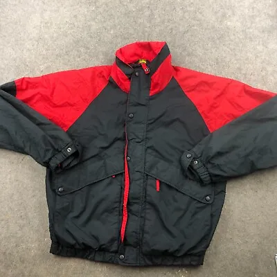 Vintage Field & Stream Jacket Mens XL Black Red Full Zip Snap Windbreaker • $20.97