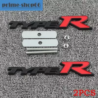 2pcs Type R Front Grille & Rear Trunk Emblem Badge Metal TypeR Sticker Black Red • $14.19