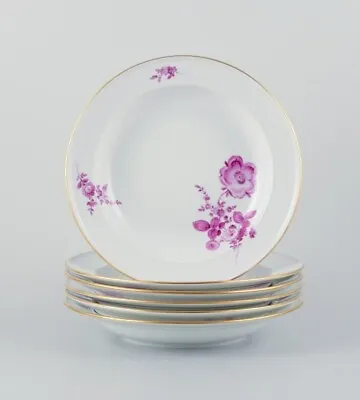 Meissen A Set Of Six Deep Porcelain Plates Hand-painted With Flower Motifs. • $700