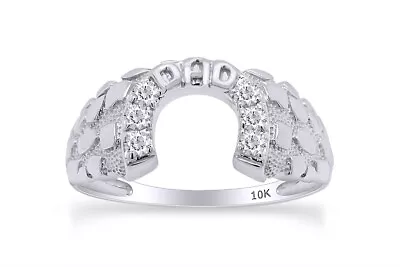 1/5ct Mens Horseshoe Band Ring Lab Created Moissanite In 10K Solid White Gold • $483.45