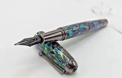 MONTEVERDE USA Super Mega Abalone Ltd. Ed. Gunmetal Trim Fountain Pen Broad Nib • $109.99