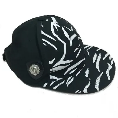 VERSUS VERSACE Lion Zebra Total Pattern Hat Cap Cotton Black X White • $272.80