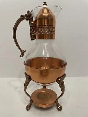 Vintage Copper & Glass Coffee/tea Warmer On Stand  • $37.97