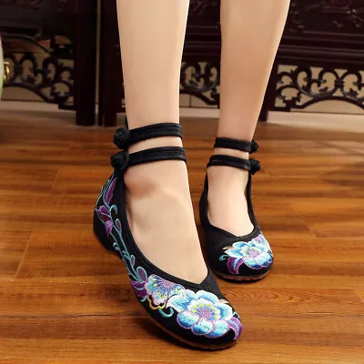 £41.96 • Buy Vintage Women Flower Embroidery Shoes Chinese Style Comfortable Soft Flats New